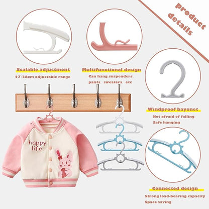 Baby Hangers,20pack White Kids Clothes Hanger, 11-14" Adjustable Infant Hanger, Non-Slip and Children Outfit Bear Hanger for Girl Boy Toddler Kids Child.