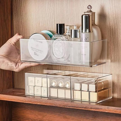 Acrylic Organizers: Makeup Organizer for Drawer for Bathroom Countertop - Cosmetic Organizer for Vanity, Kitchen, Office, Makeup Storage (3-Compartment)