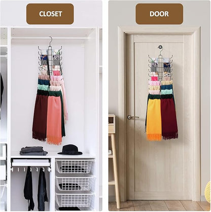 ZEDODIER Scarf Organizer Scarf Hanger for Closet, 2 Pack Rotatable Sturdy Hijab Holder Holds 40 Scarves, Space Saving Closet Organizers and Storage, Black