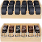 GTI Belt Organizer, 2pcs 6 Compartments Belt Organizer for Closet and Drawer, Bamboo Display Case for Tie and Belt, Belt Holder Storage Organizer for Men Women (Wooden)