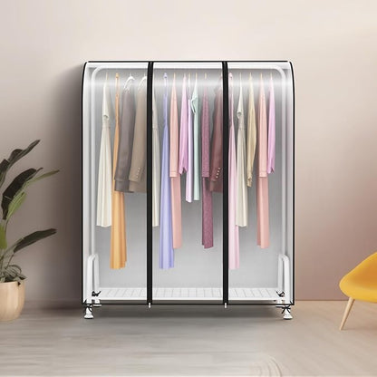 Clear Garment Rack Cover, Clothes Rack Cover Clothing Rack Cover with Durable Zippers for Garment Rack, Clothes Rack, Black, 50"L x 20"W x 60"H (Rack Not Included)