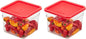 Cambro Food Storage Container with Lid - 6 QT (Quart) Square, Classic Series with Red Lid, Commercial Grade for Food Prep, Clear, 2 Pack