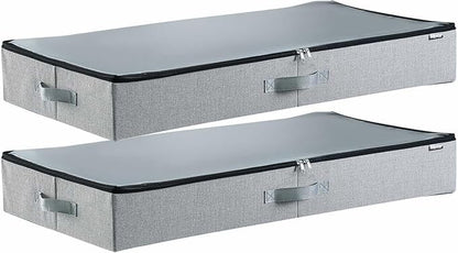 VEVOR Under Bed Storage with Clear Lids, 33.5 x 16.9 x 4.7 Inch, 45L Large Underbed Clothes Storage Containers, Low Profile Under Bed Drawer Shoe Organizer Bins Box for Blanket Shoe Bedroom, 2 Pack