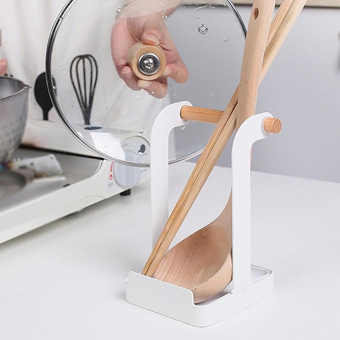 TOPINCN Pot Lid Holder, Multifunctional Pot Lid Ladle Holder Stand Kitchen Cookware Organizer Rack Spoon Rest Stand Cooking Utensil Rest, Cutting Board Rest Kitchen Utensils Drip Tray
