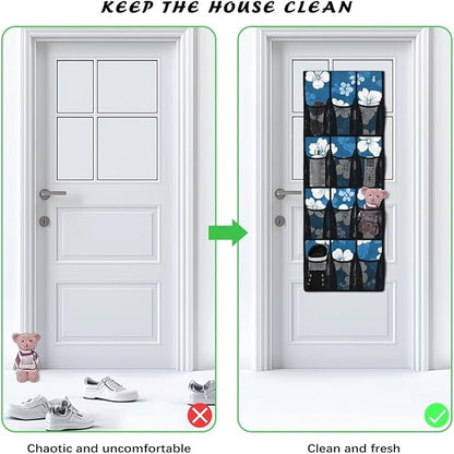 Generic White Flower Over the Door Pantry Organizer Reusable Over The Door Storage Organizer for Clothes Easy to Hang Behind The Door Making The Area Tidy and Orderly