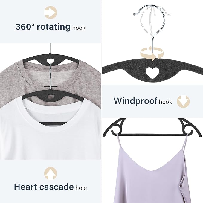 Velvet Hangers 30 Pack: Felt Clothes Hangers Heavy Duty Shirt Sweater Hangers No Shoulder Bump Non Slip Slim Thin Coat Hangers for Closet - Black/18 XL
