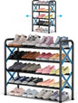 YEASHEIN 4-Tier Expandable Shoe Rack for Closet Floor, X-Frame Metal Small Shoe Rack for Entryway, Adjustable Shoe Shelf Organizer, Free Standing Shoe Racks for Front Door Entrance, Garage - Black