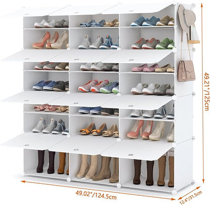 HOMIDEC Shoe Storage Cabinet, 48 Pairs Shoe Rack 3 by 8 Tier Space Saving Shoe Organizer for Closet Hallway Living Room Bedroom Garage