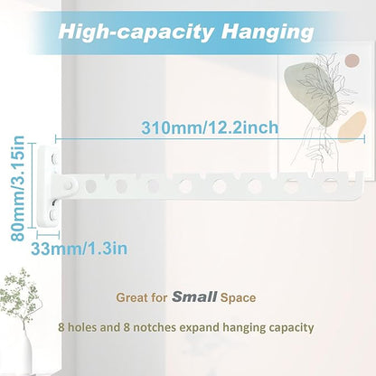 Alise Clothes Drying Rack Wall Mounted Coat Hanger White,Foldable Hangers Rack Clothes Hook Closet Storage Organizer,Swivel Space Saving Clothes Hanger Rack for Bedroom Bathroom Laundry,2 Pack