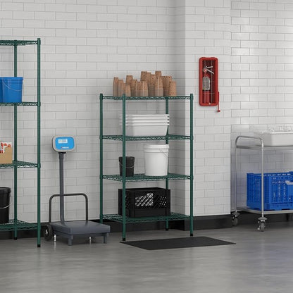 Commercial NSF Listed Green Epoxy Stationary Wire Shelving Kit 21" x 30" x 54", with 4 Shelves Perfect for Warehouse, Walk-in Refrigerator, Freezer, Grocery Store, Restaurant, Dishroom