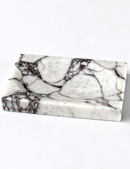 Marble Soap Dish for Shower - Stone Soap Tray Holder, Natural Soap Bar Holder Countertop Caddy, Marble Bathroom Accessories (Calacatta Violet)