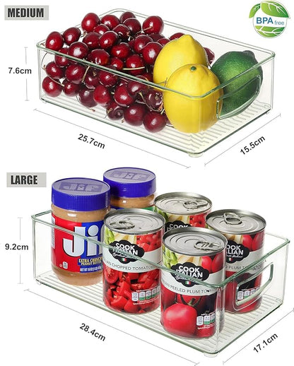 Heyuzb Set of 8 Clear Fridge Organizer Bins, Stackable Refrigerator Organizers and Storage for Fridge, Freezer, Pantry, BPA Free