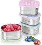 Tanjiae 8oz Small (1 CUP) Stainless Steel Snack Containers for Kids and Toddlers (Ages 1-3) | Easy Open Leak Proof Food Containers with Silicone Lids - Perfect Metal Lunch Box for Daycare and School