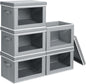 Homsorout Stackable Storage Bins with Lids - Medium Storage Box with Lids, Foldable Closet Boxes for Organizing, Wardrobe Clothes Organizer with Window, Cubes Bins for Living Room, 5 Pack, Grey