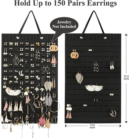 Resovo Hanging Earrings Organizer & Holder - 20 Hooks, Holds Up To 300 Pairs, Compact Design, Soft Material, Earring Hanger & Display for Women & Girls - 1 Pack