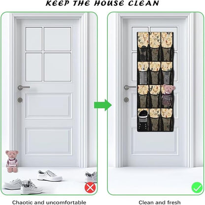 Chicken Over the Door Shoe Organizer 12 Large Pockets Hanging Shoe Rack for Closet Sturdy Oxford Fabric Shoe Storage Organizer