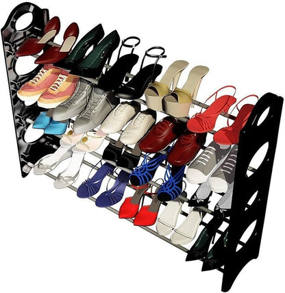 4 Tier Shoe Rack Shoe Shelf Organizer Free Standing Stackable Shoe Shelf Entryway Shoe Organizer Unit Storage Rack Natural Shoe Hold Stand Storage Modern Wood Home Furniture (Ship from USA)
