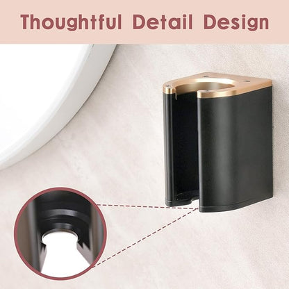 Dyson Airwrap Holder, Aluminum Curling Iron Holder Wall Mount for Dyson Airwrap/Airstraight/Shark Flex Style, Flat Iron Holder for Bathroom Storage, Black & Gold Chochoyah
