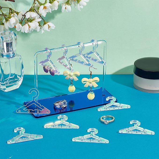 PH PandaHall 30pcs Earring Holder & Necklace Mini Hanger Rack Jewelry Display Organizer Acrylic Ear Studs for Retail Show Personal