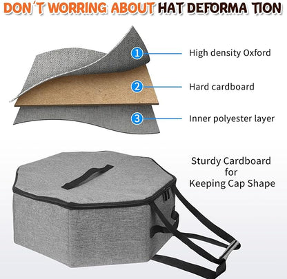Boczif Hat Storage Box for Women and Men, Hat Storage bag for Travel Collapsible, Cowboy Hat Case with Handle, Hat Organizer Container Large Cap Bag for Carry (Grey)