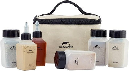 windhike Naturehike PP 6/8 Pcs-Set Travel Spice Containers, Camping Spice Kit with Separable Storage Bag, Portable Anti-leakage Design Spice Condiment Dispenser for Picnic BBQ Backpacking Hiking (6)