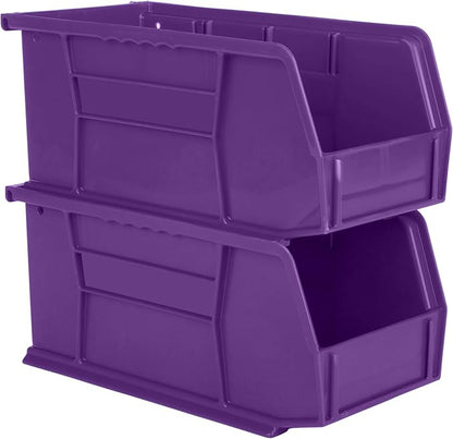 Hudson Exchange 11" x 5-1/2" x 5" (12 Pack) Plastic Stackable Storage Bin and Hanging Container, Purple