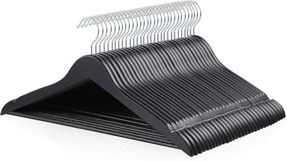 Amazon Basics Wood Suit Clothes Hangers for Closet Organizer, Black, 30-Pack