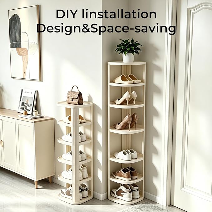 UFORU 9 Tier Vertical Shoe Rack,Corner Shoe Organizer for Entryway,Narrow Free Standing Shoe Organizer for Small Spaces,Tall Shoe Rock for Closet,Easy Assembly Shoe Storage Stand