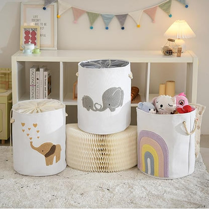 Baby Hamper Extra Large Nursery Hamper, 58L Kids Toys Basket Laundry Basket for Baby's Dirty Clothes Collapsible Storage Basket Canvas Clothes Hamper Toy Box Dorm Room Essentials for College