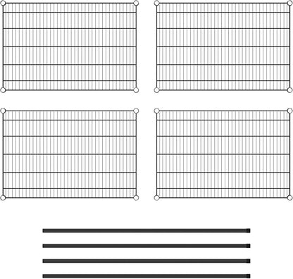Commercial NSF Listed Black Epoxy Stationary Wire Shelving Kit 24" x 36" x 54", with 4 Shelves Perfect for Warehouse, Walk-in Refrigerator, Freezer, Grocery Store, Restaurant, Dishroom