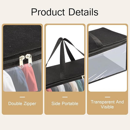 4 Pcs Baseball Hat Storage Organizer, Baseball Cap Organizer with 2 Carry Handles Hat Holder Rack for Closet Travel Hat Organizer (Black)