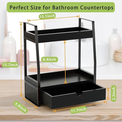 Boulphia 2-Tier Bathroom Organizer Countertop, Bathroom Sink Organizer Countertop, Vanity, Counter Shelf, Black