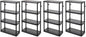 Gracious Living 4 Shelf Fixed Height Medium Duty Storage Unit 14 x 32 x 54.5" Organizer System for Home, Garage, Basement, & Laundry, Black (4 Pack)