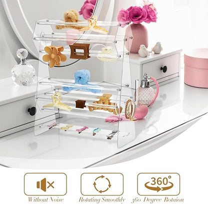 Lineshading 2-tier Acrylic Claw Clip Holder 360 Degree Rotating Claw Clip Organizer Hair Accessories Organizer Storage Display Clear Stand for Women Vanity Dressing Table(Hexagonal Style)