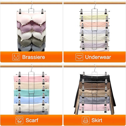 4 Pack Pants-Hangers-Space-Saving,6 Tier-Closet-Organizers-and-Storage Skirt Hooks with Clips,Closet-Organizer-Clothes-Organization-and-Storage Jeans Scarf Holder,College-Dorm-Room-Essentials Decor