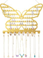 NiHome Butterfly Wall Mounted Jewelry Organizer, Decorative Metal Earring and Necklace Holder for Bedroom, Vanity, or Closet, Stylish Organizer with Easy Hanging for Fashion Lovers (Gold)