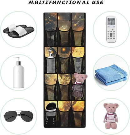 Alien Over the Door Shoe Organizer with Pockets 4 Shelf Large Shoe Organizer Door Hanger for Bathroom Small Spaces Apartment Bedroom Closet Door Hanging Storage Bag