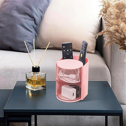 Luscinia Hair Accessories Organizer with Hair Brush Holder, Rotatable Makeup Brush and Jewelry Storage Box for Hair Clips, Earrings, Necklaces, Bracelets, Rings, and Daily Accessories (Pink, 2-Layer)
