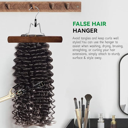 Nature Smile Wooden Pants Hangers Non Slip Smooth Finish Solid Wood Clamp Skirt Hanger Hair Extension Hangers with 360° Swivel Hook (20Pcs, Retro)