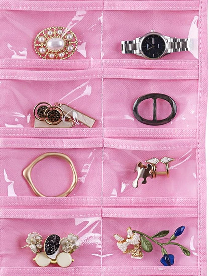 Bloss Hanging Jewelry Organizer, Earring Organizer, Valentine's Day Gift, Double Sided 80 Pocket Jewelry Chain Storage Bag, Jewelry Holder for Necklace Bracelet Earring Ring Chain