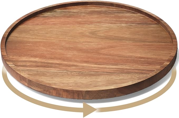 VERTORGAN Lazy Susan Organizer for Kitchen,Acacia Wood Turntable for Cabinet, Pantry, Table, Countertop, Vanity, Spice Rack（Large）