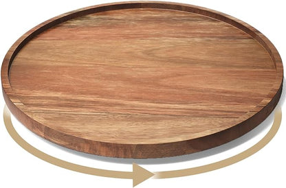 VERTORGAN Lazy Susan Organizer for Kitchen,Acacia Wood Turntable for Cabinet, Pantry, Table, Countertop, Vanity, Spice Rack（Large）