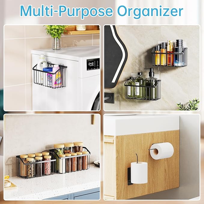 NiHome 5PCS Cabinet Door Lid Organizers Holders for Food Storage Container Lids Tupperware Tumblers Canning Lids, 3 Sizes Rustproof Metal Baskets for Spices, Toiletries, Under Sink or RV Storage