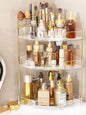 FELIZHOUSE 3-Tier Makeup Organizer for Vanity & Bathroom Countertop – Acrylic Storage Shelf with Perfume Tray & Makeup Brush Holder, Tool-Free Installation, Design for Bathroom & Dresser - Clear