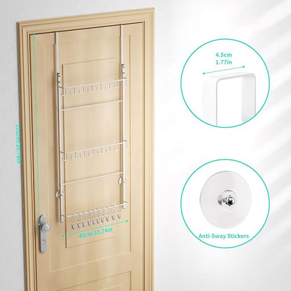 HapiRm Over Door Hat Rack - 3 Tier Wall Mounted Hat Organizer with 16 Hooks and 10 Movable Clips, Baseball Cap Organizer Storage Holds up to 26 Caps for Door, Bedroom, Closet USPTO Patent Pending