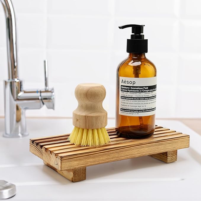 Small Wood Pedestal Stand for Bathroom Tray Kitchen Counter Decor Bathroom Sink Accessories Decorative Wooden Risers for Kitchen Soap Tray Vanity Bathroom Decor Dish Soap Holder Trays