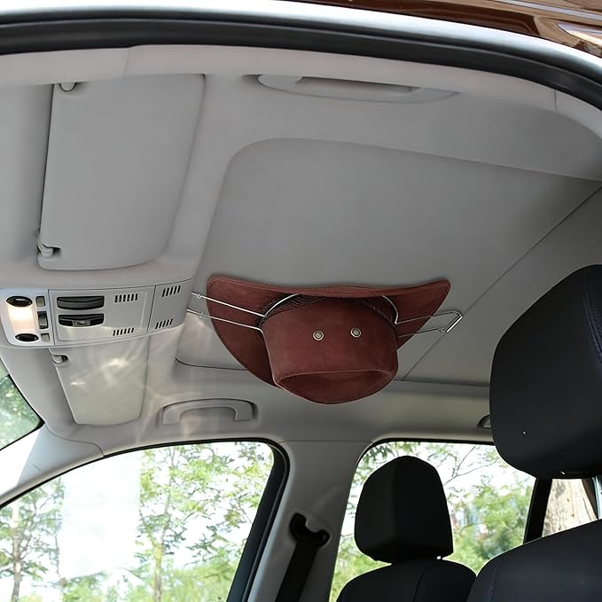Cowboy Hat Holder and Rack, Built-in Spring Sturdy Heavy Duty Hat Bracket Hanger, Car Mounted for SUV Truck Auto