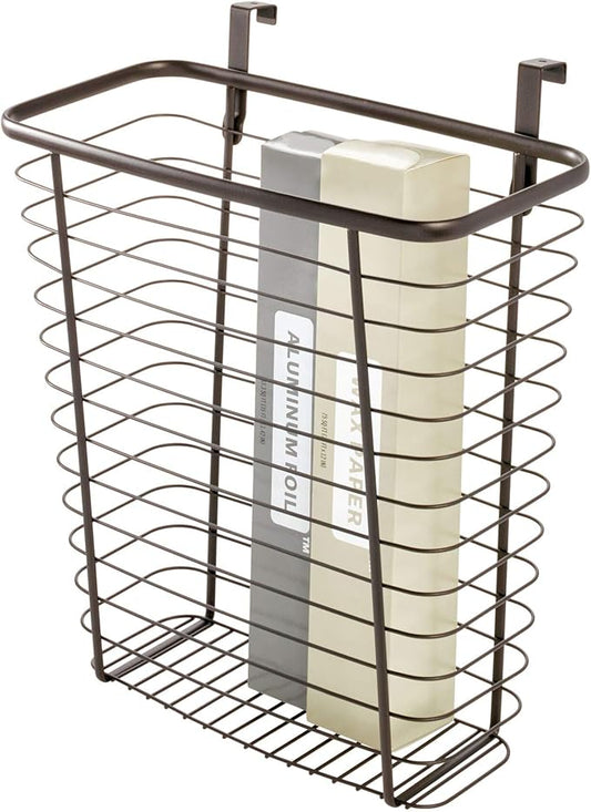 iDesign Steel Over-The-Cabinet Waste Basket or Storage Bin, The Axis Collection, 7.1" x 12.2" x 14.2", Bronze