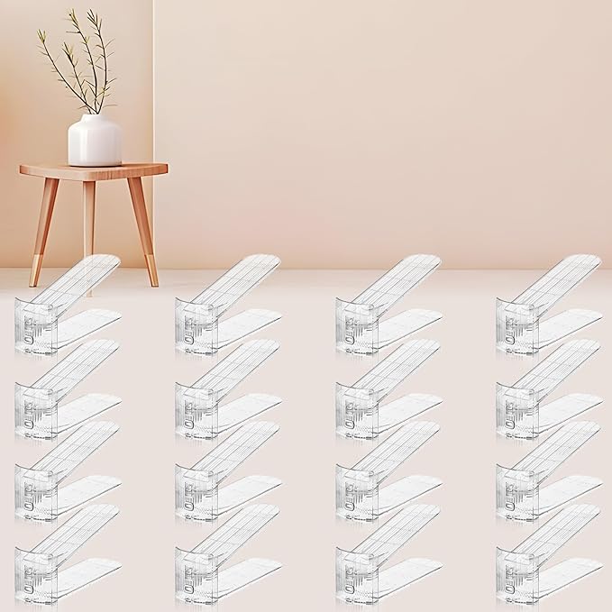 FENRUNXU Shoe Slots Organizer for Closet,16 Pack Shoe Stacker Shoe Rack Organizer for Closet Space Saver Storage Shoe Holder Organization(Transparent)