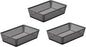 YBM Home 3-Pack Plastic Storage Baskets Bins for Home Junk Drawer, Shelves, and Office Organization, Functional Trays/Containers Great for Kitchen Pantry, Cabinets, Bedrooms, and Bathrooms, Grey